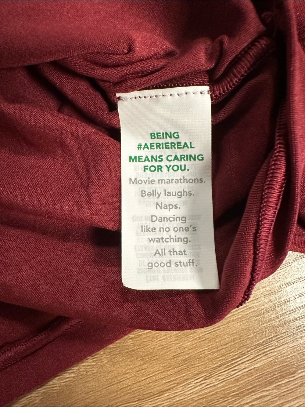 Aerie SMOOTHEZ Square Neck Long Sleeve T-Shirt – Burgundy M - Picture 5 of 6